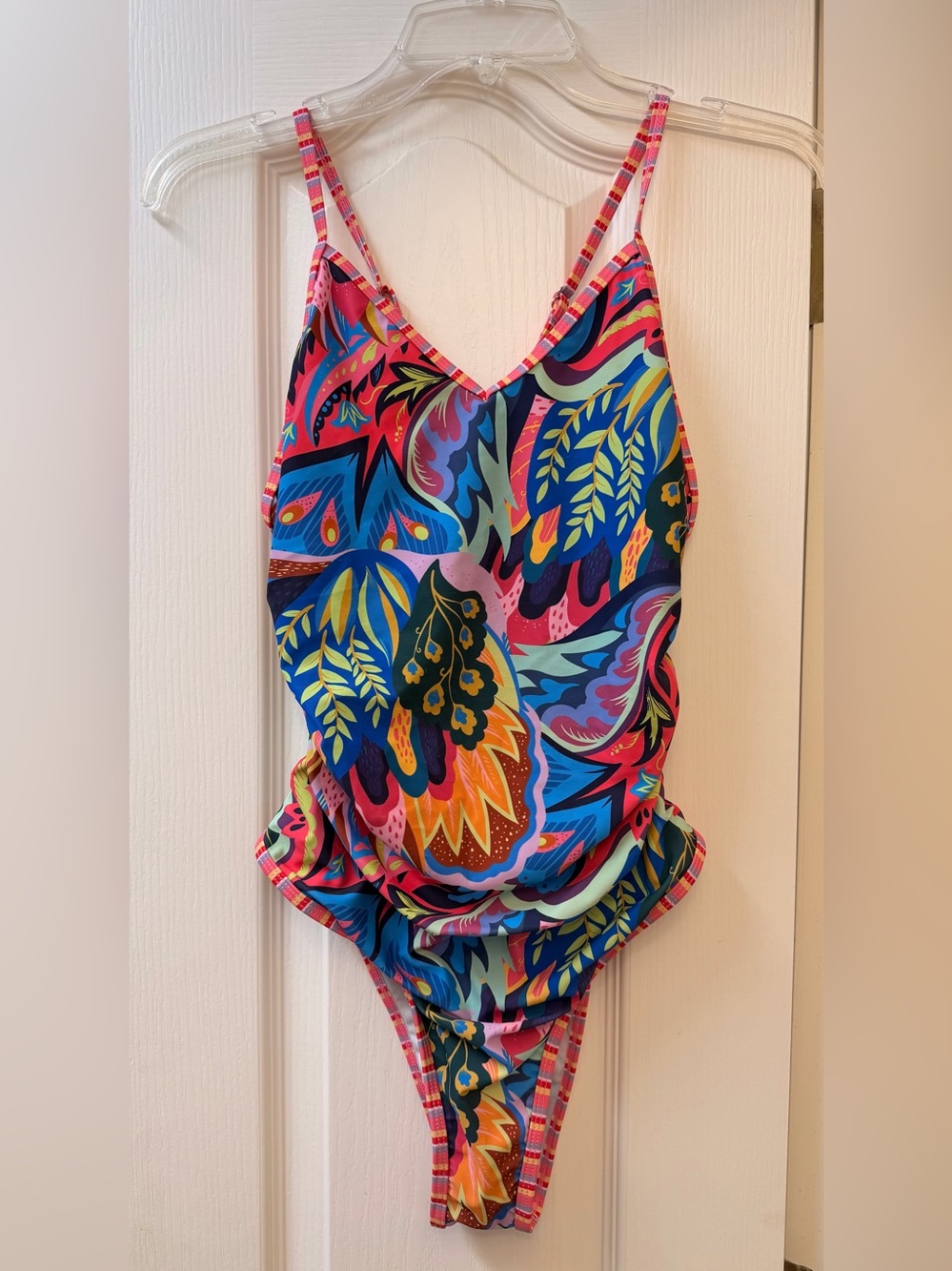 Women’s Multicolor Floral One-Piece Swimsuit - Pink/Blue